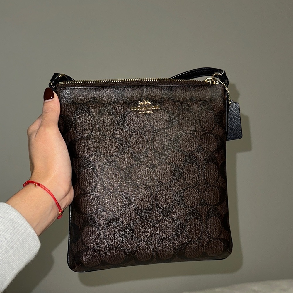 COACH Dark Brown Patterned Crossbody Bag